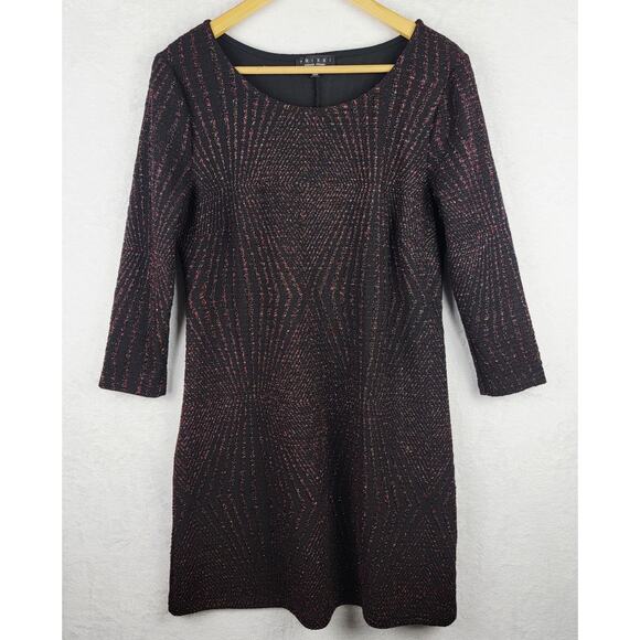 Whimsigoth Dress XL Sheath Midi Knit 3/4 Sleeve Black Colorful Metallic Romantic - Picture 1 of 8